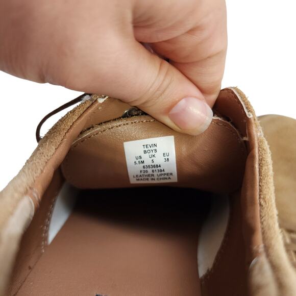 Sperry Top Sider Boys Tevin Oxford Dress Shoe Size 5.5 Tan Suede Leather Lace Up - Picture 8 of 9